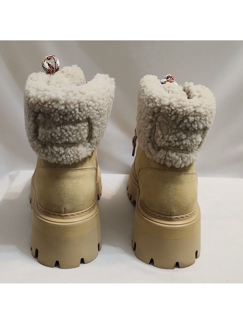 Woolrich Suede Sheepskin Calf Leather Chunky Lug Sole Hiking Boots (W Size 7) - Picture 9 of 12